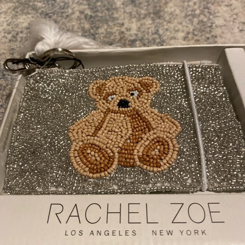 Rachel Zoe Silver Tan Bear Coin Purse Bag Charm